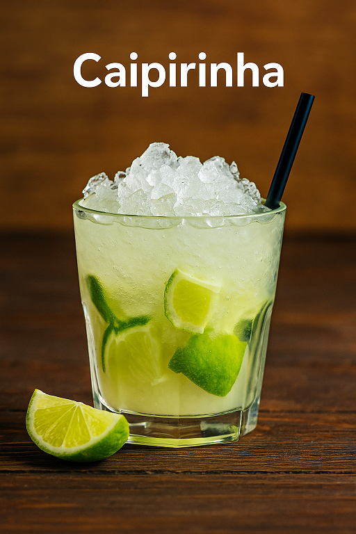 Caipirinha mit Limette und Crushed Ice