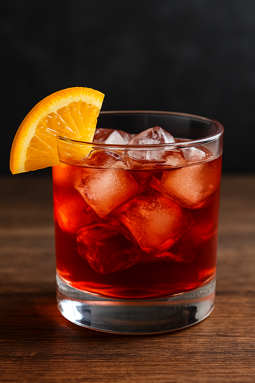 Negroni mit Orangenscheibe