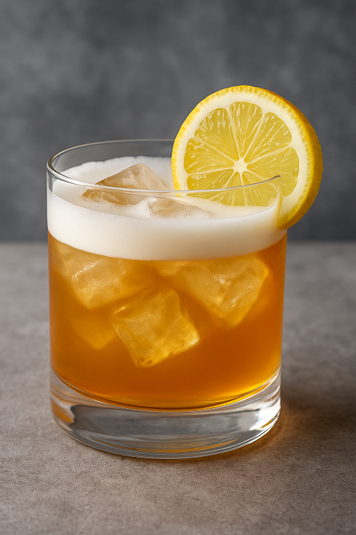 Whiskey Sour mit Zitronenscheibe